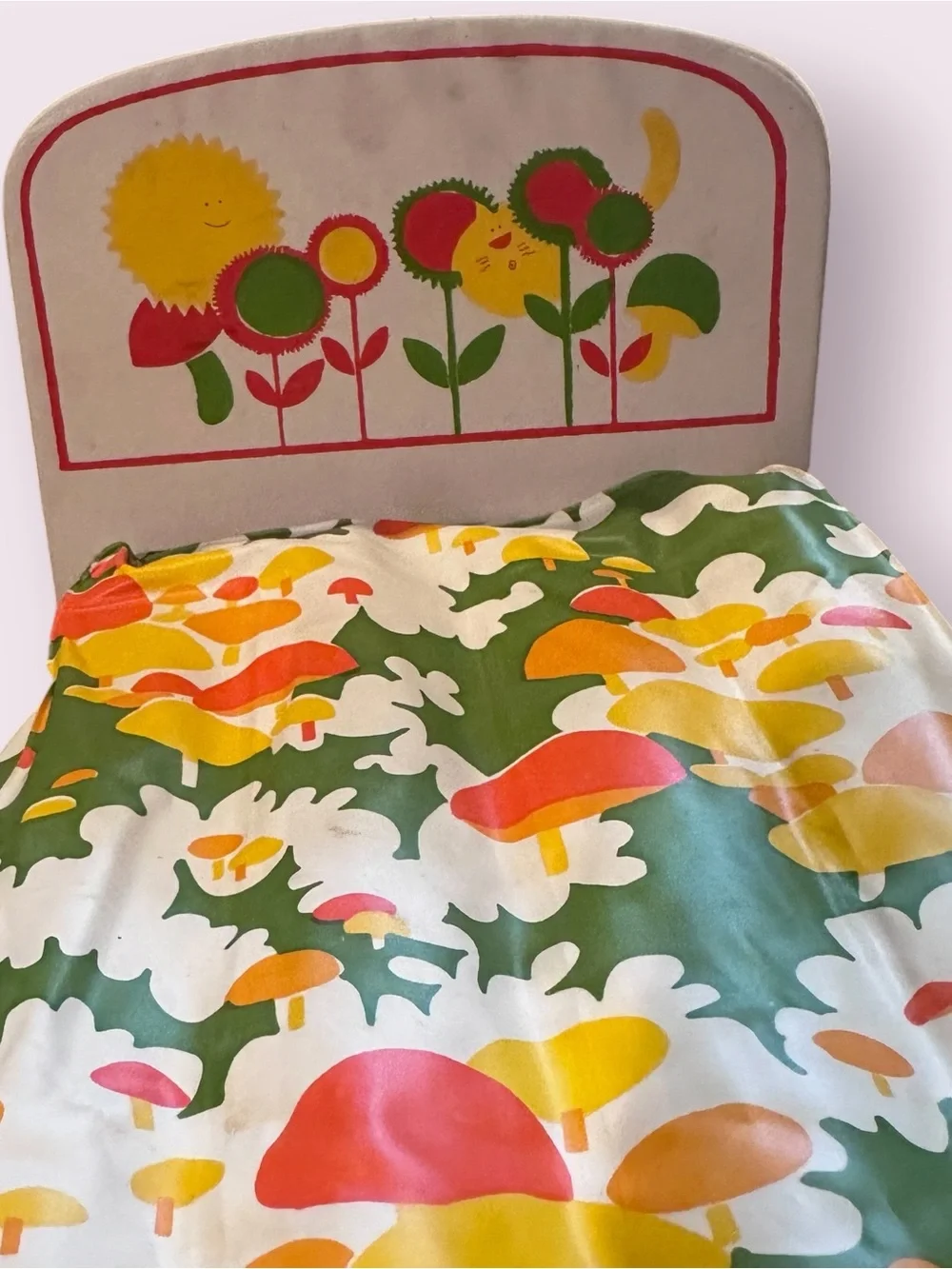 Vintage Barbie Puff N' Play Floral Print Retro Doll Bed Set Bed Ottoman Dresser